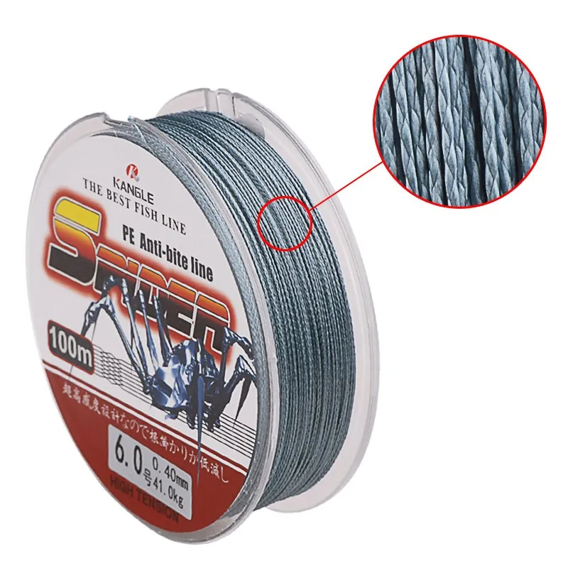 TAF 100m PE Fishing Line 4 Strands Braided Fishing Line 12-80LB Multifilament Fishing Line High Tension Smooth Anti-bite Line