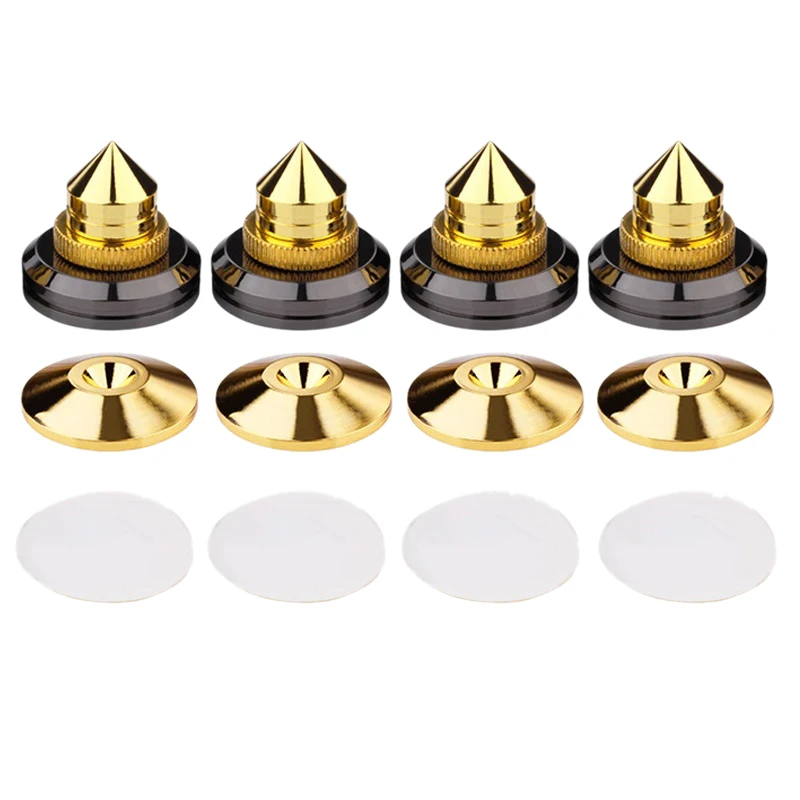 RISE-4 Set Gold Speaker Spike with Floor Discs Stand Foot Isolation Spikes Professional Speaker Accessories