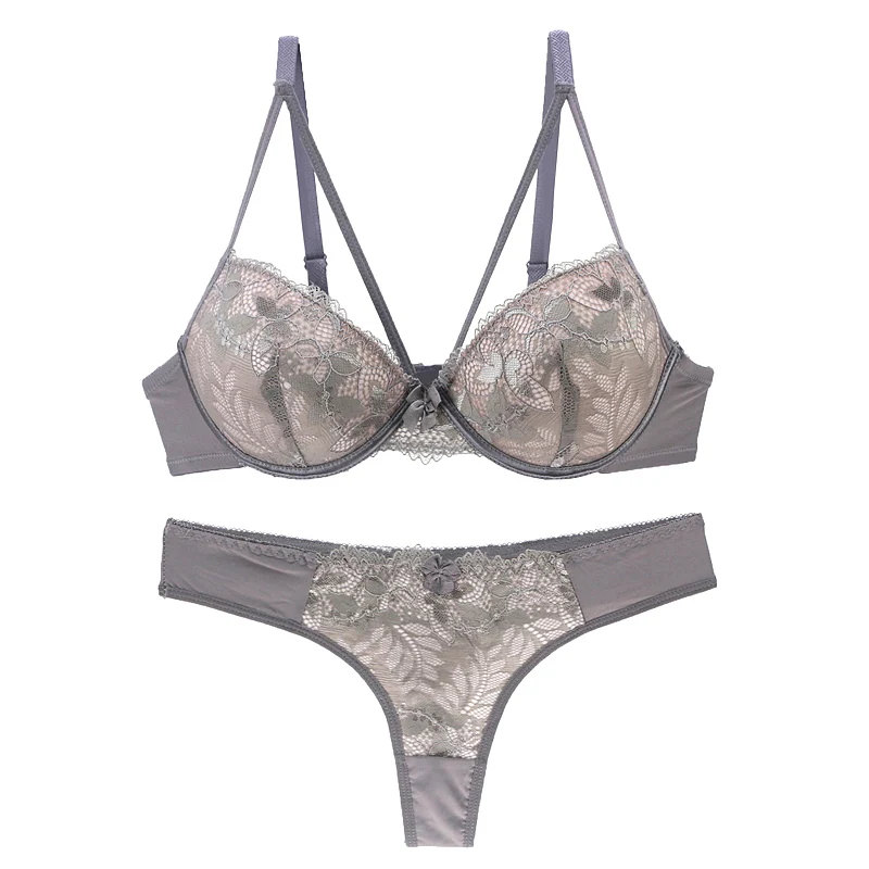 2024 New Sexy Floral Lingerie Lace women Transparent Ladies Underwear Embroidered ABCDE Cup Bras Sets For Women