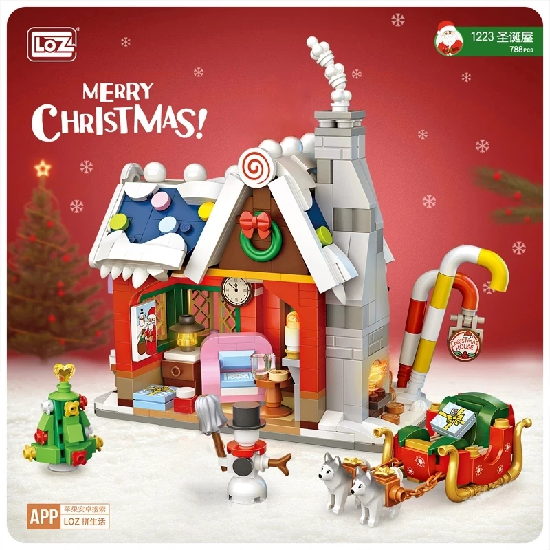 788pcs LOZ Mini Merry Christmas House Building Blocks City Santa Claus Snowman Tree Deer Architecture Bricks Toy Boys Kids Gifts