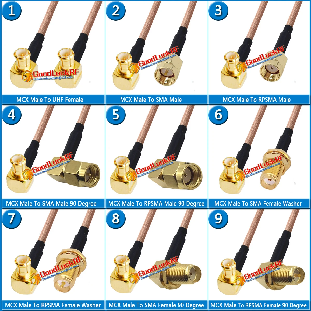 MCX Male Right Angle 90 Degree to RP-SMA RP SMA Female Washer Nut Right Angle Coaxial Pigtail Jumper RG316 extend Cable