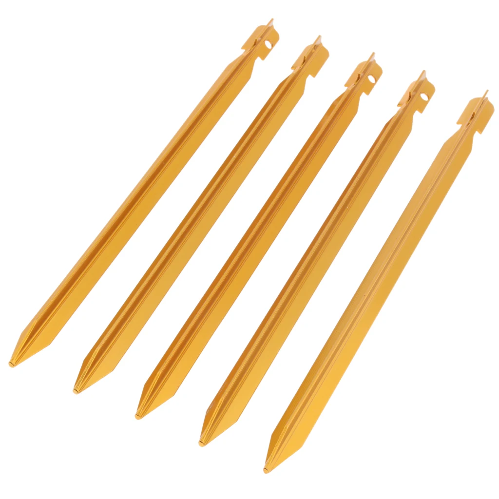 5pcs 23cm Aluminum Camping Tent Stakes Pegs Triangle Ground Nails Outdoor Hiking Beach Garden Park Travel Beach TarpTent Wind