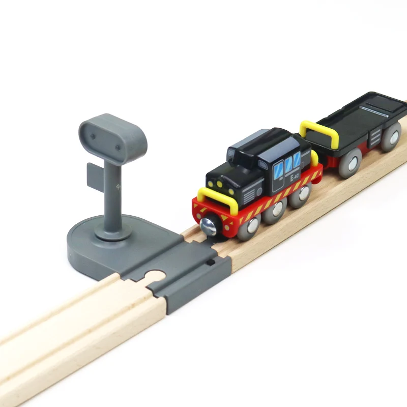 Luminescent straight track compatible wooden track car wooden small train building blocks accessories children toys