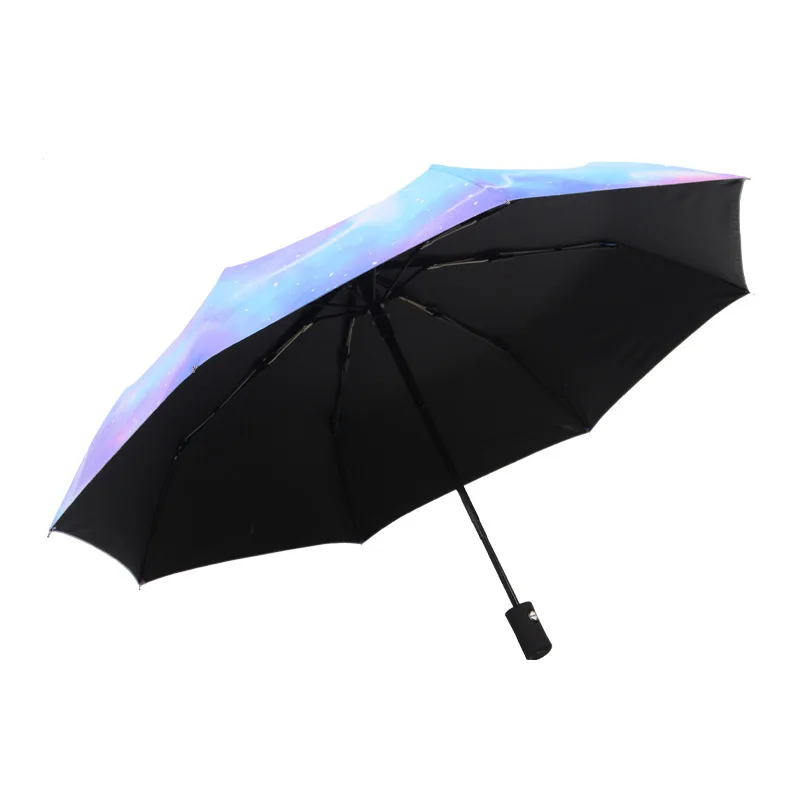 Umbrella Automatic Folding Women\'s Umbrella Three-folding Umbrella Windproof Starry Sky Color Creative Sun Umbrella Parasol