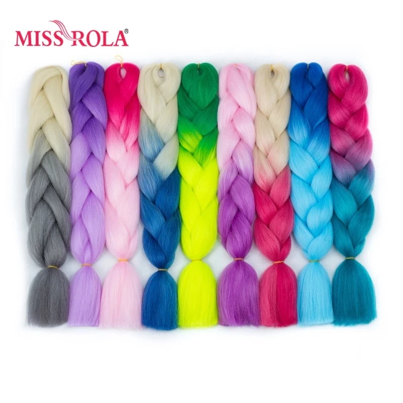 Miss Rola Synthetic 24inch Jumbo Braiding Hair Extensions 1 Tone 100g High Temperature Fiber Braiding Hair for women