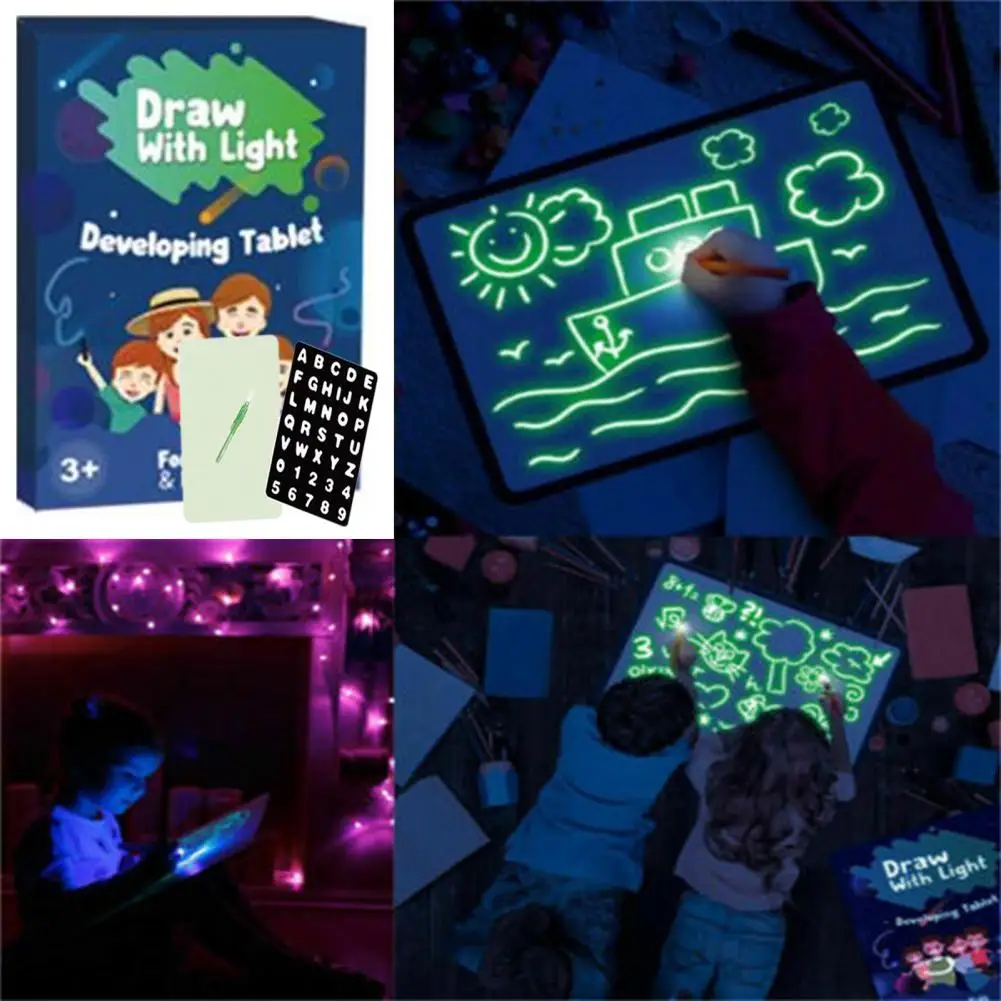 Tableros luminosos para garabatos, tablero de dibujo luminoso ultraligero, juguetes de aprendizaje para niños, almohadilla para garabatos de escritura