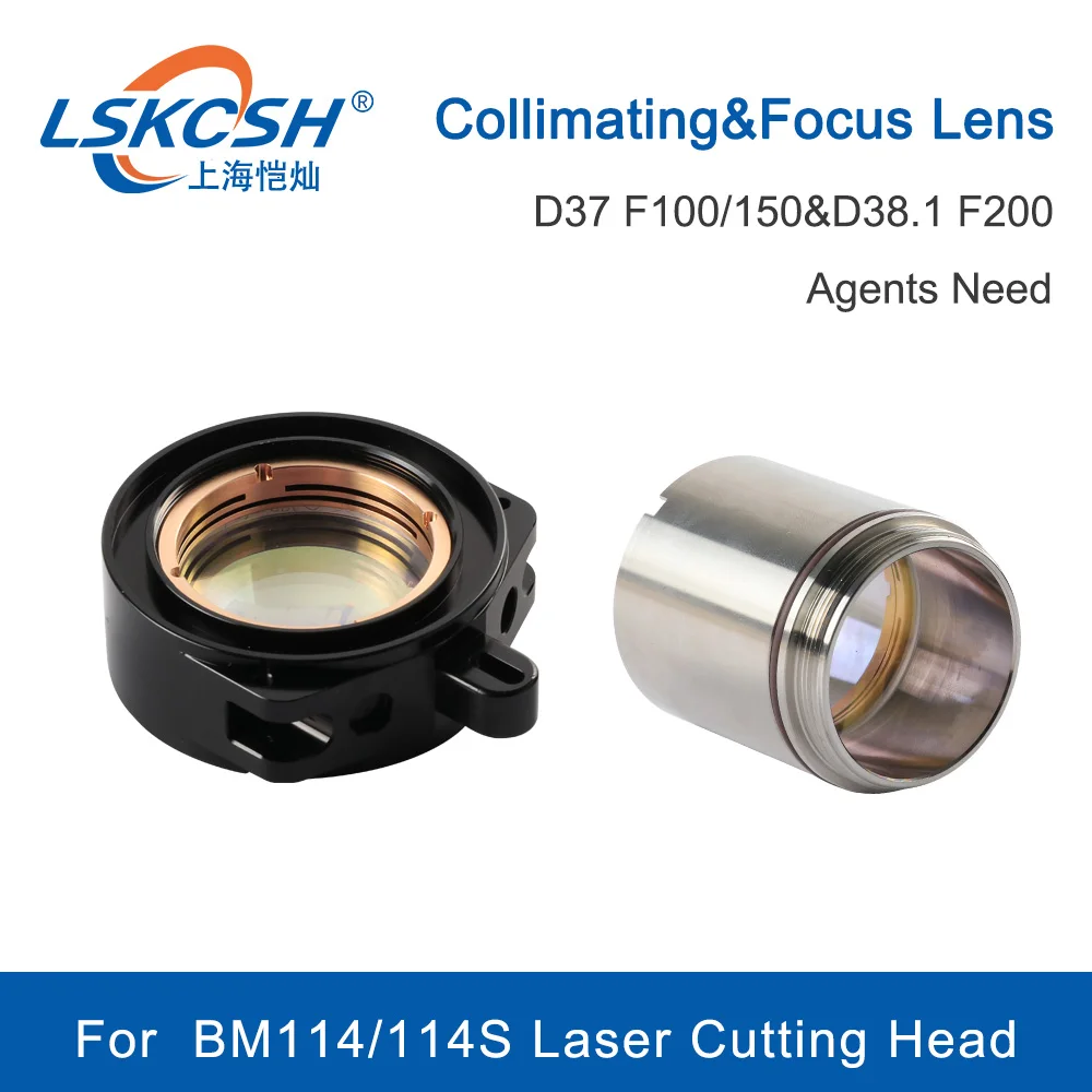 Lskcsh-lentes de Foco e Collimpeza Lentes D37 F100 150 e D38.1 F200 mm com Suporte para Lente Cabeça de Corte a Laser de Fibra Bm14s