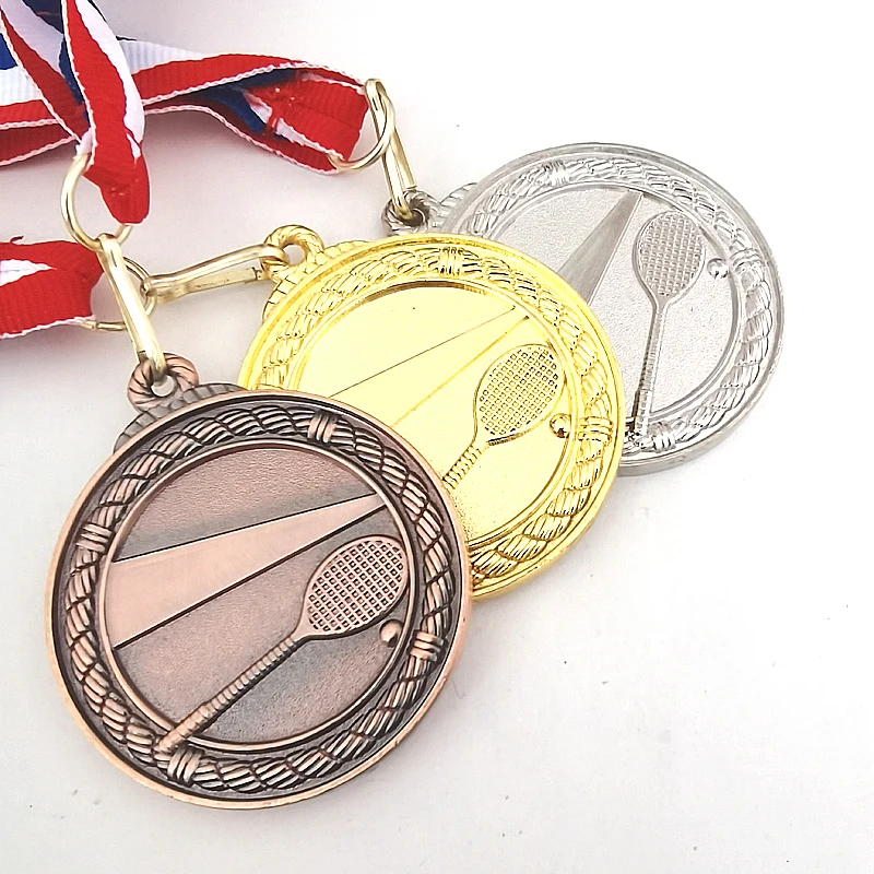 

Squash Medal Fof Ball Game School Squash Match Commemorative Medals With Rinbon 5CM