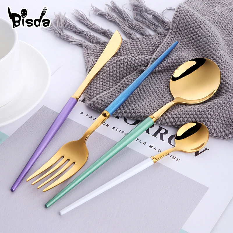 1pcs Luxury Black Flatware Stainless Steel Dinnerware Knife Fork And Spoon Set Western Tableware Gold Cutlery Food Set