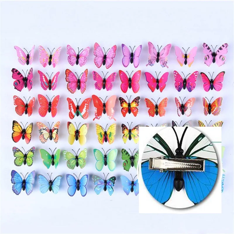 Hair Accessories 20Pcs/Lot PVC Plastic Simulation 3d Butterfly Hairpin Party Decoration Cute Barrette Multicolor Girls Hair Clip