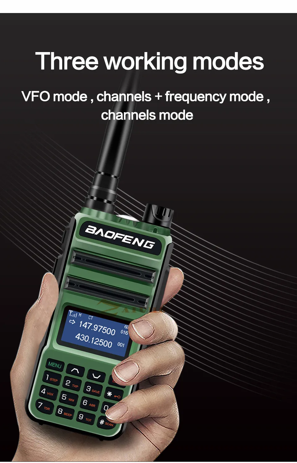 Imagem -03 - Baofeng Uv10r Pro 10w Transmissor Walkie Talkie Uv10r de Longo Alcance Pro Rádio em Dois Sentidos Uhf Vhf 136-174mhz 400520mhz Dual Band