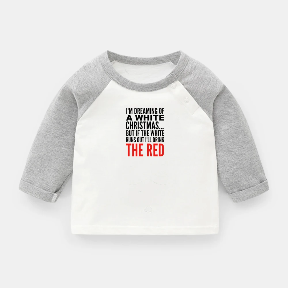 

I'm Dreaming Of A Wine Christmas Gangster Wrapper Design Newborn Baby T-shirts Toddler Raglan Color Long Sleeve Tee Tops