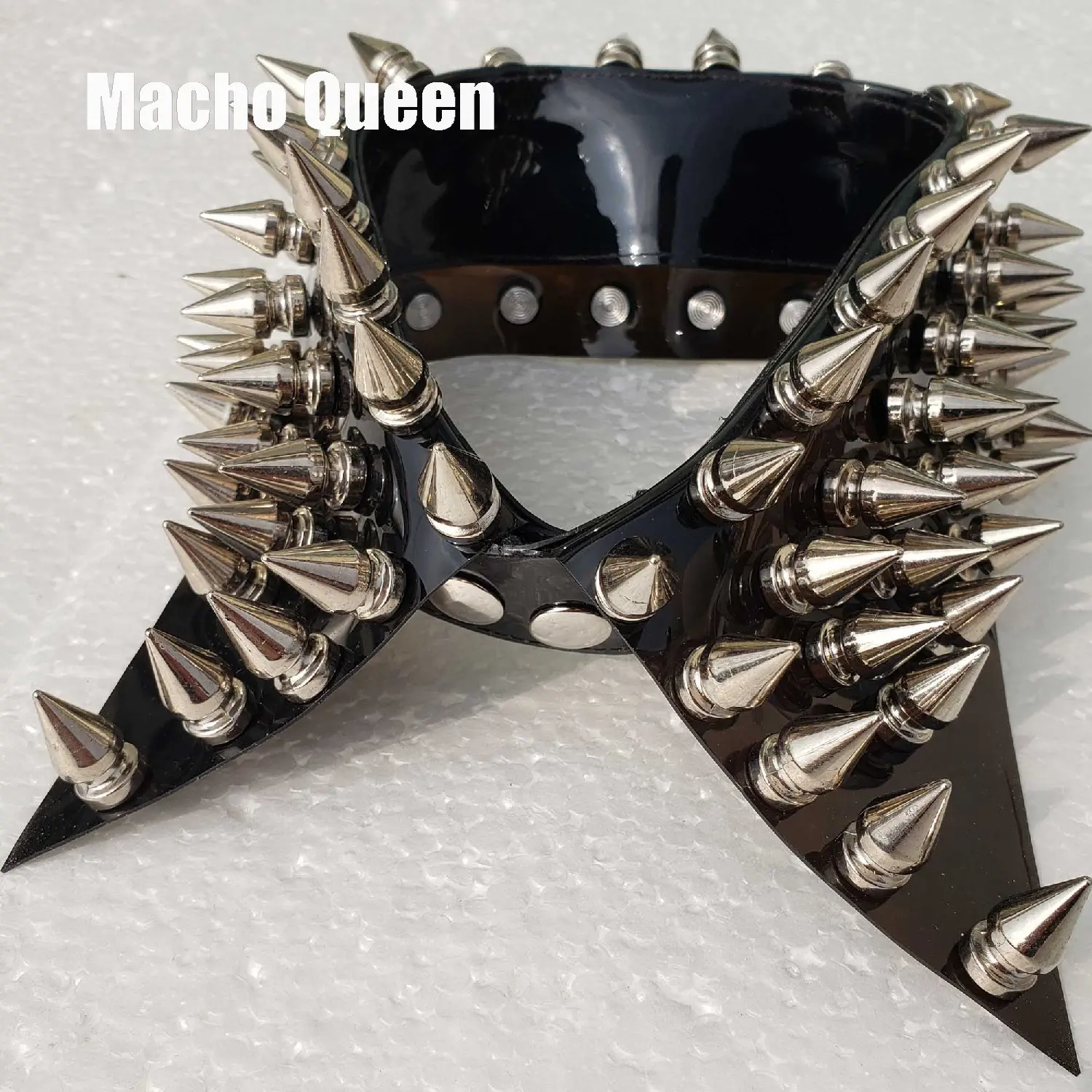 Handmade PVC Vinyl Gothic Spike Fake Collar Choker Gothic Punk Harajuku Accessories Burning Man Festival Costume Gogo Dancer