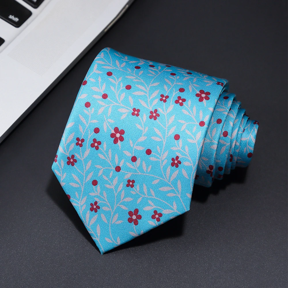 Neue modische Herrenkrawatte mit Print, handgefertigt, 8 cm Seidenkrawatte, Paisley-Blumenmuster, geometrische Krawatte für Geschäft, Party, Hochzeit, Geschenk. – Detail 34