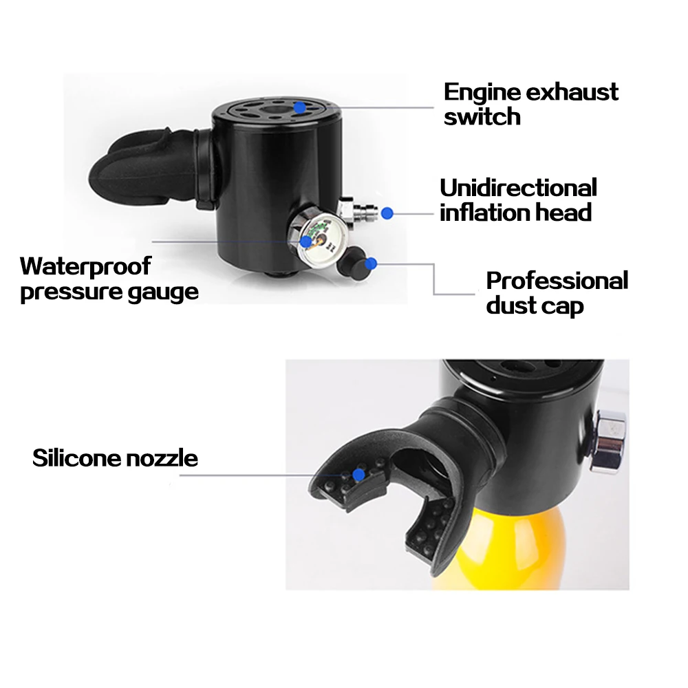 DIDEEP-Mini Scuba Diving Tank Equipment, Dive Cylinder with 8 Minutes Capability, 0.5L Capacity for Snorkeling and Dive