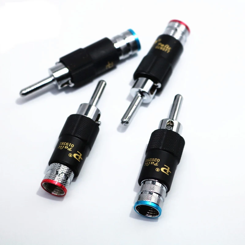 HIFI 4pcs/lot New Brass Banana Plug with Lock Palic Plug Speaker Cable Speaker Amplifier Connector for DIY RCA speaker cable