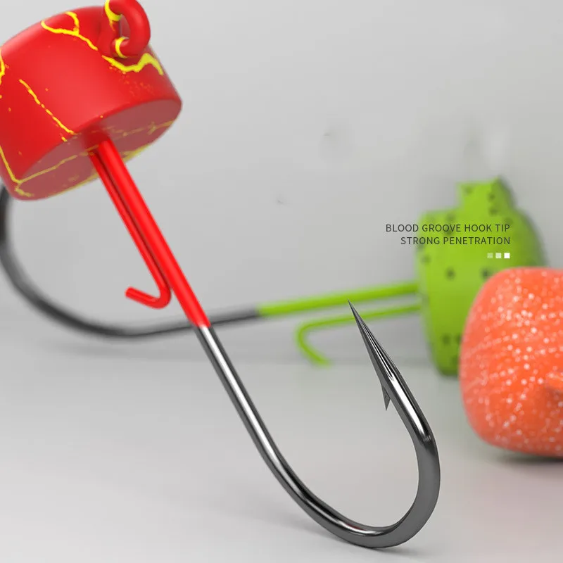 Angeln NED Rig Jig Kopf Haken Bunte Malerei 4X Starke Penetration Haken 1,5g 2,5g 3,5g 5g 7g 10g Anti Fallen Hilfs Haken – Detail 6