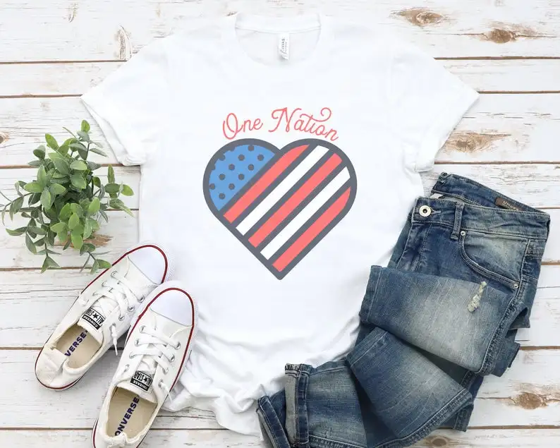 

Fourth 4th of July Women American Flag Shirt Women's Short Sleeve Fashion Cotton O Neck Female Clothing Plus Size Casual Shirts