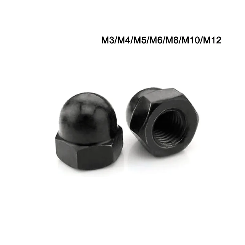 Acorn NUT M3 M4 M5 M6 M8 M10 M12 สีดำไนล่อนพลาสติก CAP NUTS ตกแต่ง Acorn NUT NL09 DIN1587 roHS คุณภาพสูง