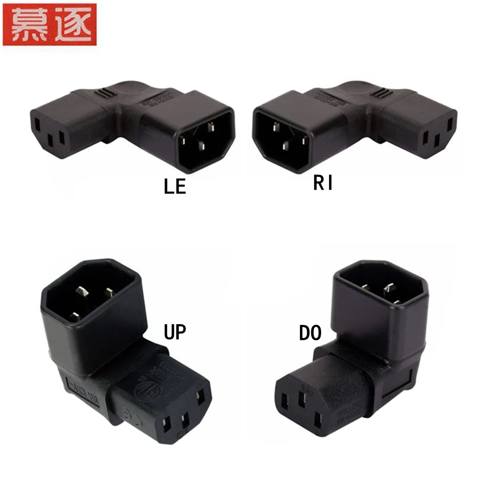 3Pin IEC Connector Down UP 90 Angled IEC 320 C14 Male to C13 Female Power Adapter connector AC plug for lcd wall mount TV