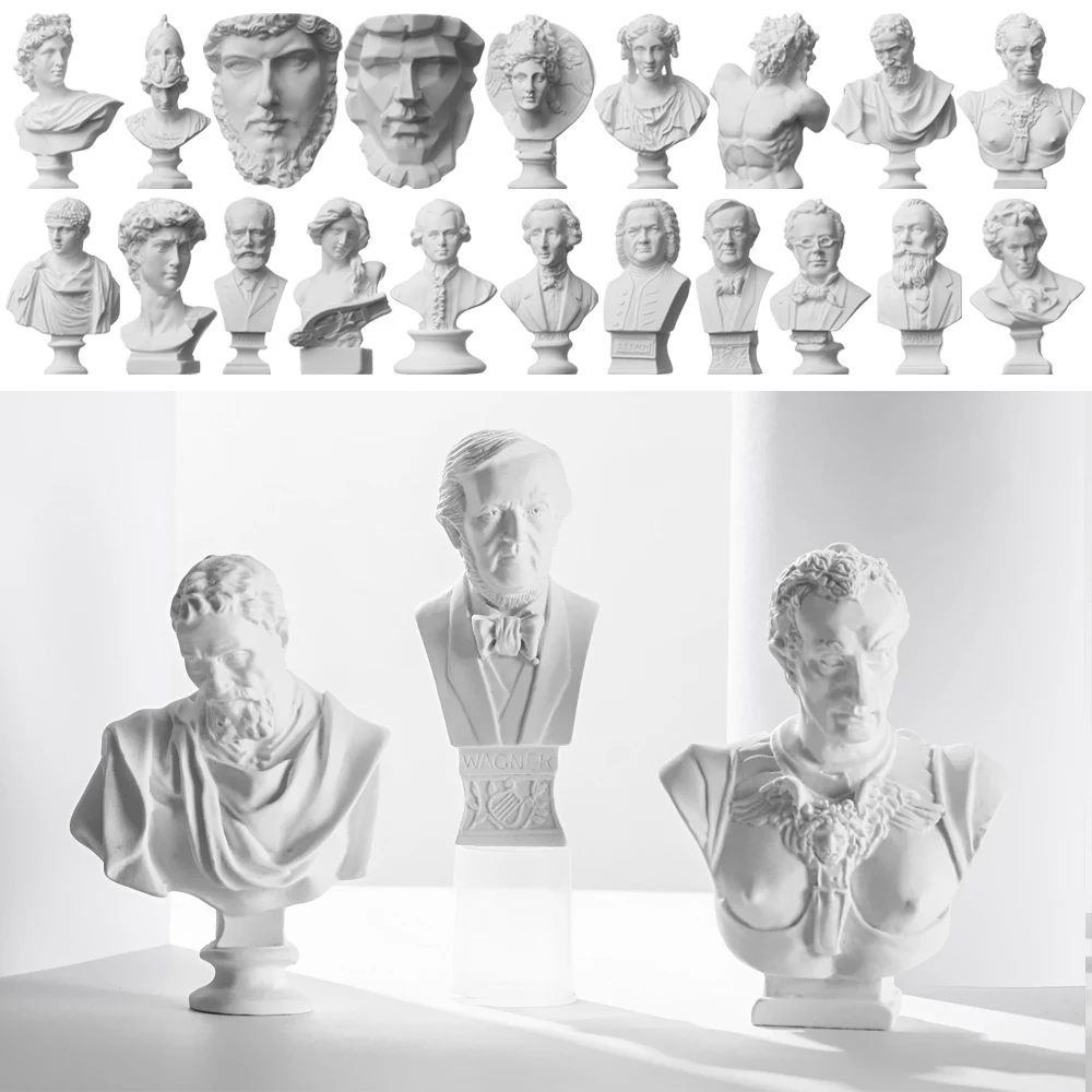 古代ギリシャ風 ホワイトバスト彫刻　石膏像 7cm北欧ギリシャ神話置物デビッドヘッドポートレートバストミニ樹脂