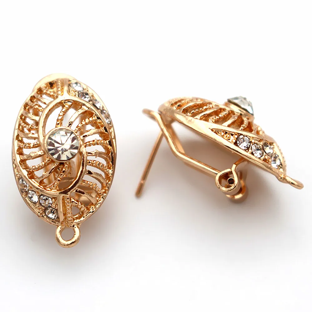 

Africa Earrings Post stud with Loop Hanger Hooks Clasp Paved CZ Filigree Base Findings DIY Ethiopian Dubai Women Wedding Jewelry