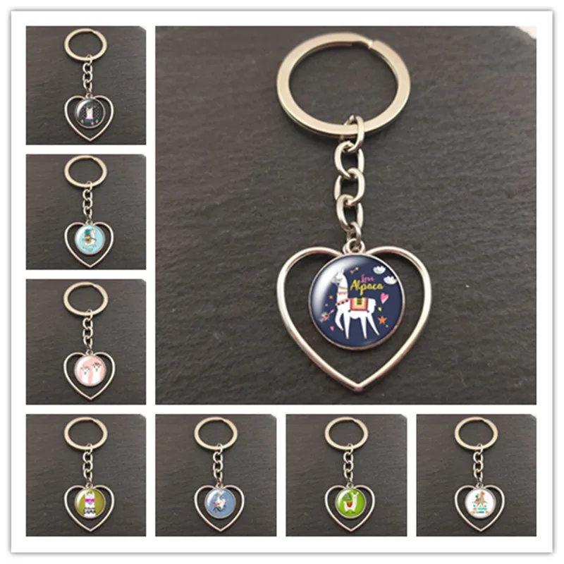 2020-newalpaca-no-prob-лама-в-форме-сердца-стеклянный-брелок-с-кабошоном-брелок-для-автомобильных-ключей-кольцо-держатель-подвески-для-мужчин-женщин-мужчин-подарки