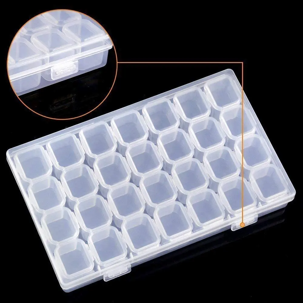 

4Pack 112Grids Storge Box With Stickers For 5D Diamond Painting Embroidery Accessories Jelwery Medcine Box Container Tool Kits