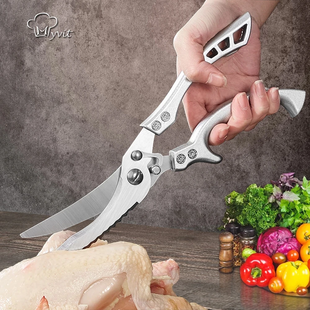 Gunting Tulang Ayam Dapur Kuat Gunting Pemotong Ikan Bebek Ayam Gunting Baja Tahan Karat Pisau Gunting Juru Masak Skala Bersih