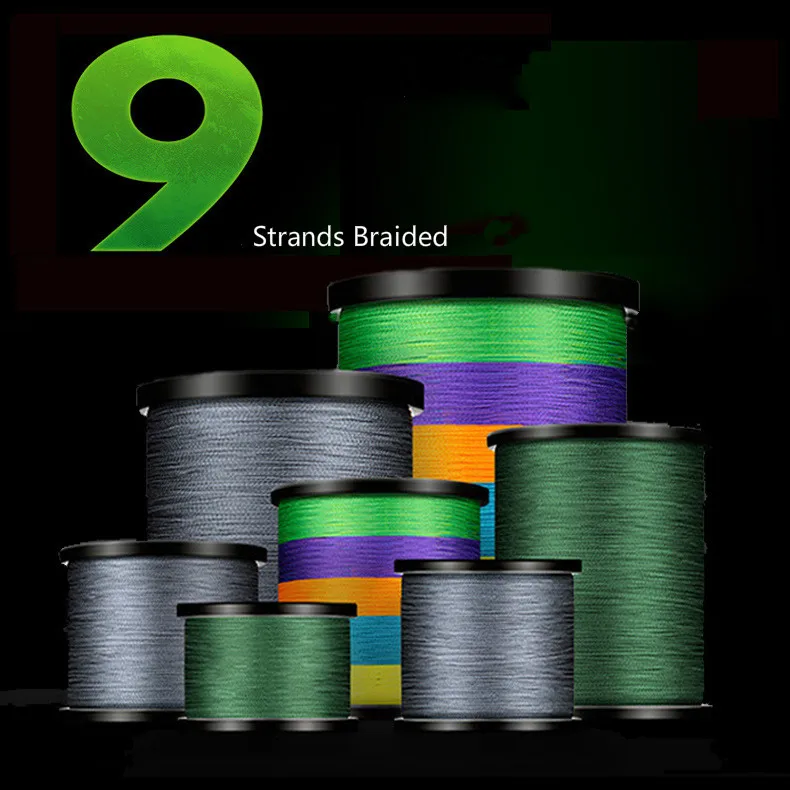 500M PE Fishing Line 9 Strands Braided Fishing Line 8-80LB Multifilament Fishing Line Smooth Strong