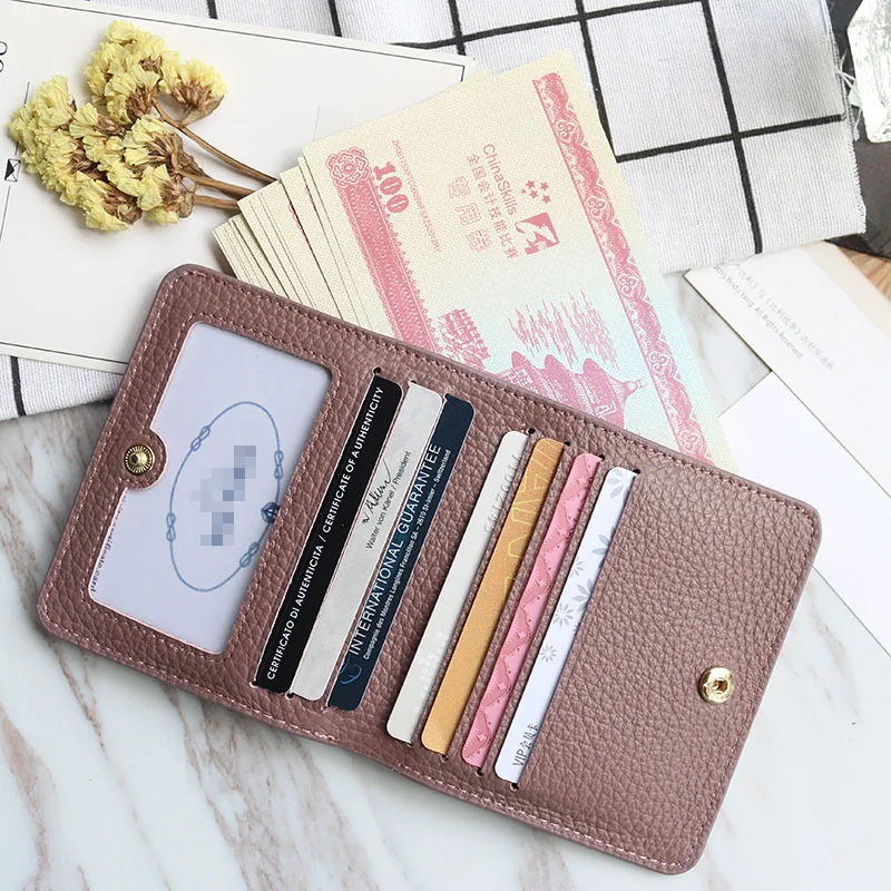 100% Genuine Cow Leather Slim Cardholder Smart Wallet Ladies Simple Cowhide Credit Card Holders Ultra Thin Wallet Women\'s Purse