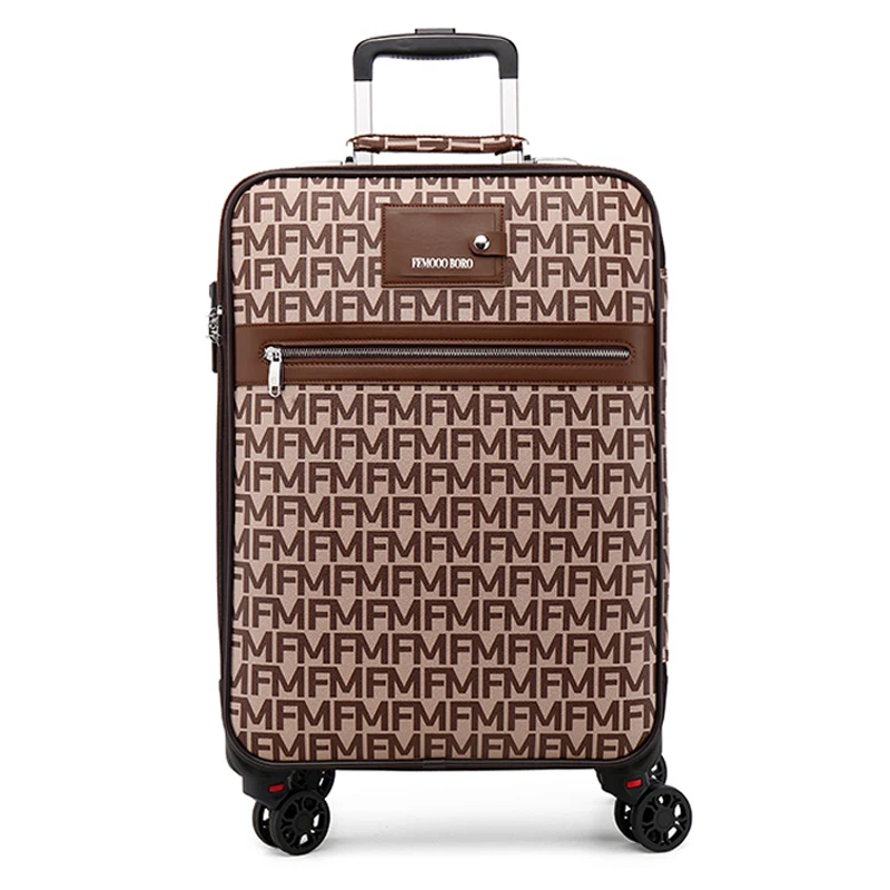 New Women retro pu leather trolley luggage fashion rolling suitcase Men luxury travel bag high quality carry-ons valise