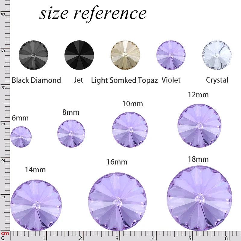 All Size Colorful Rivoli Shape Crystal Rhinestones Applique Fancy Stones for Craft Clothing Garment Beads DIY Jewelry Decoration