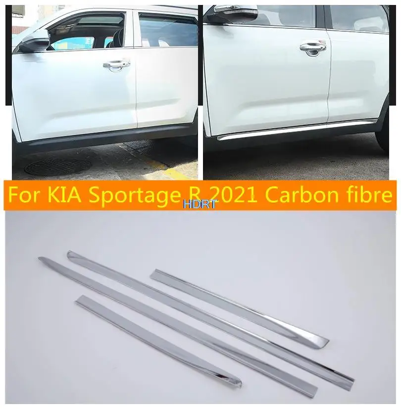 

Side Door Body Trim For KIA Sportage R 2021 Carbon fibre / ABS Chrome Door Decoration Strip Car Styling Accessories 4pcs