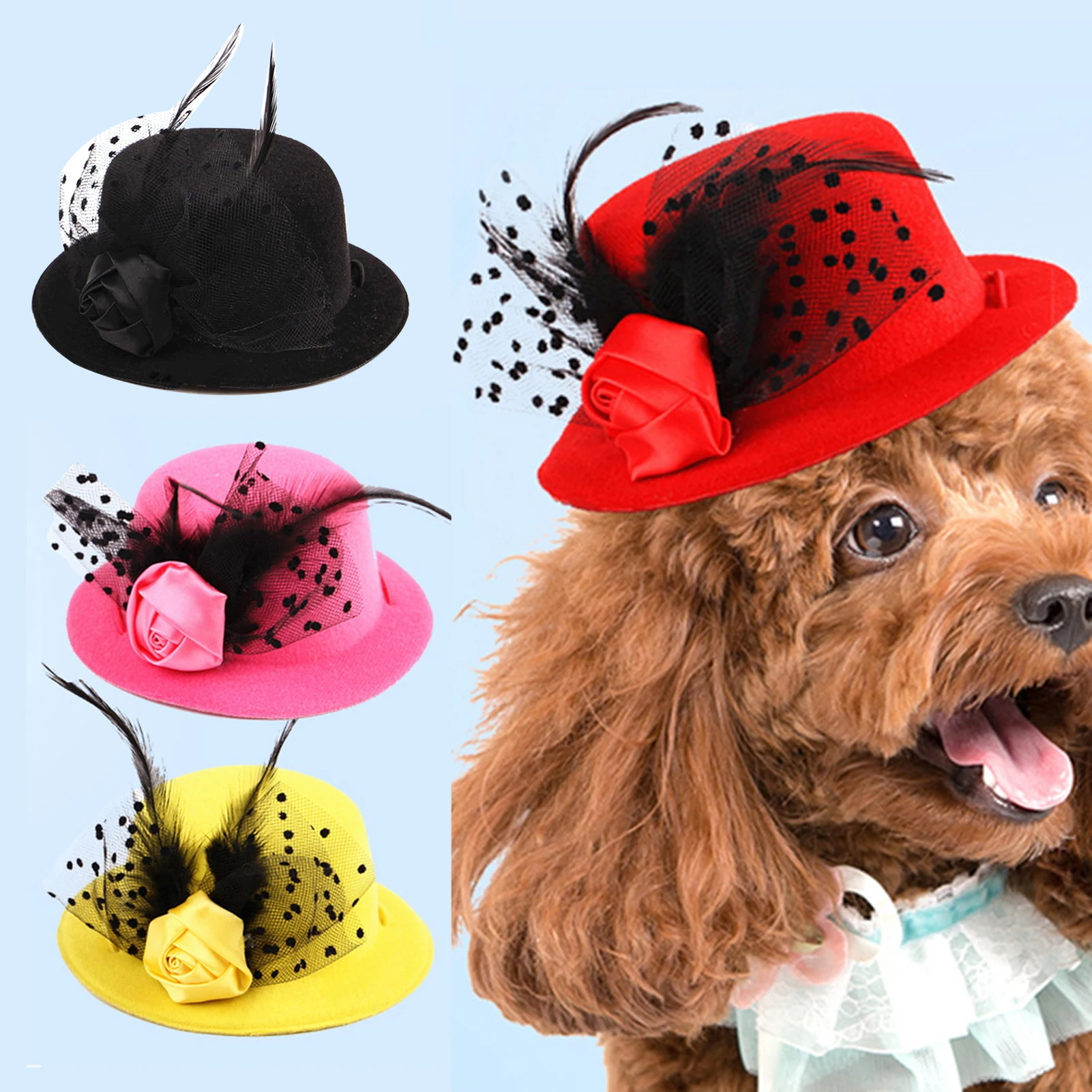 Dog Cat Puppy hat Headband Hat Headwear Pet Hat Fashion Decoration Top Hats Gentleman Fedora Dog Kitten Cap for Christmas Party