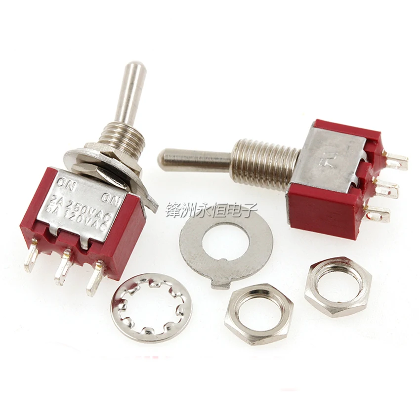 

50PCS/Lot MTS-102 103 Mini Toggle Switches Red Color 6A/125VAC ON-ON 3Pin SPDT 2/3-Position