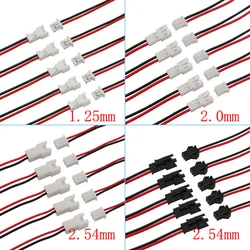 10Pair Mini JST 2 Pin Wire Connector 1.25mm / PH 2.0mm / SM / XH 2.54mm  Pitch 2P Male Plug Female Jack Socket Cable Connectors