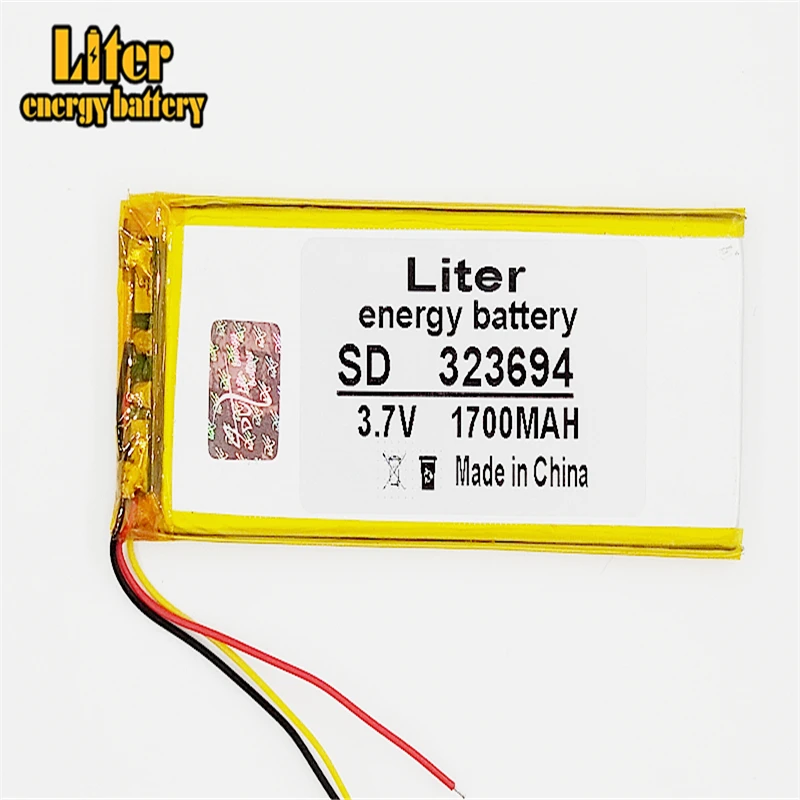 3 line 3.7V 1700mAh 323694 Lithium Polymer Li-Po li ion Rechargeable Battery cells For Mp3 MP4 MP5 GPS