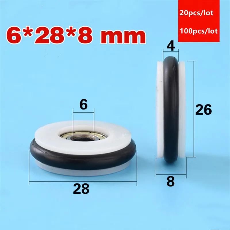 

20pcs/100pcs 6*28*8mm O ring soft rubber coated POM drawer blackboard fishing gear 696ZZ bearing pulley wheel roller 6x28x8 mm