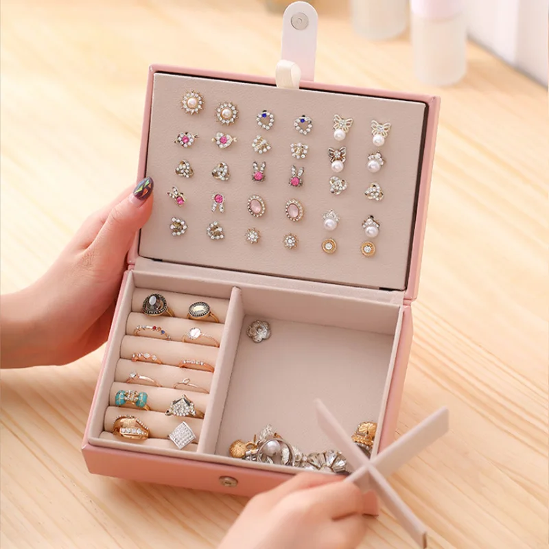 Top Mini Jewelry Display Case Ring Box Cabinet Armoire Portable Organizer Case Travel Storage Joyeros Organizador De Joyas