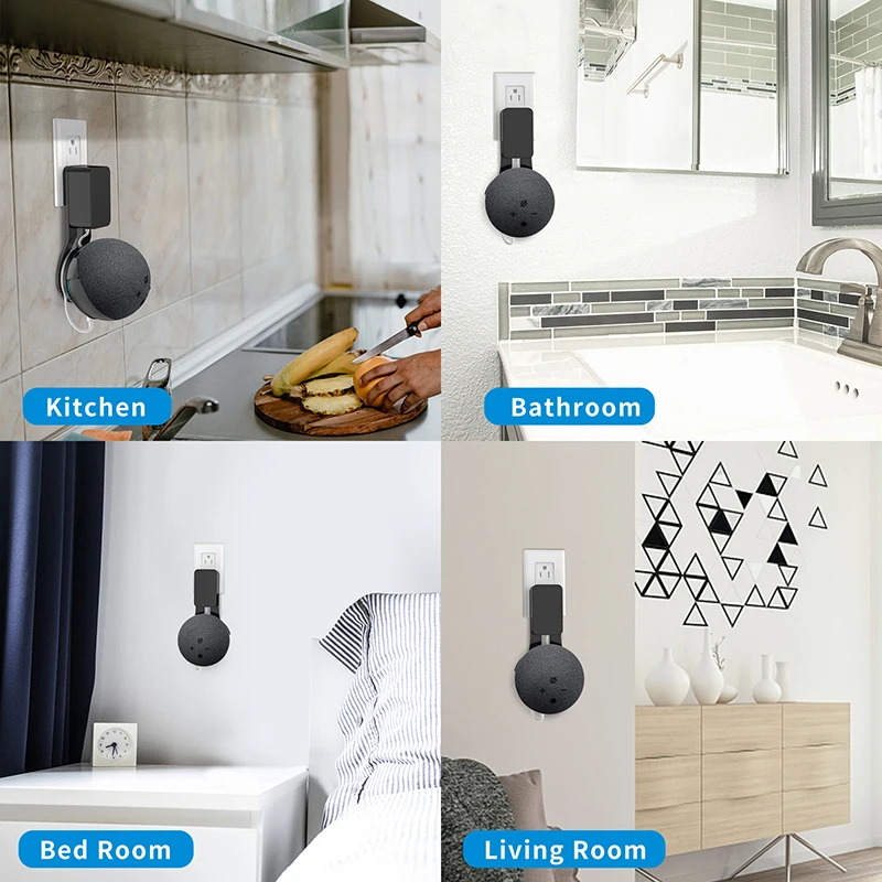 LINGYOU منفذ جدار جبل شماعات حامل ل Alexa Echo Dot 4th & 5th Gen توفير المساحة الملحقات في غرفة النوم المطبخ الحمام