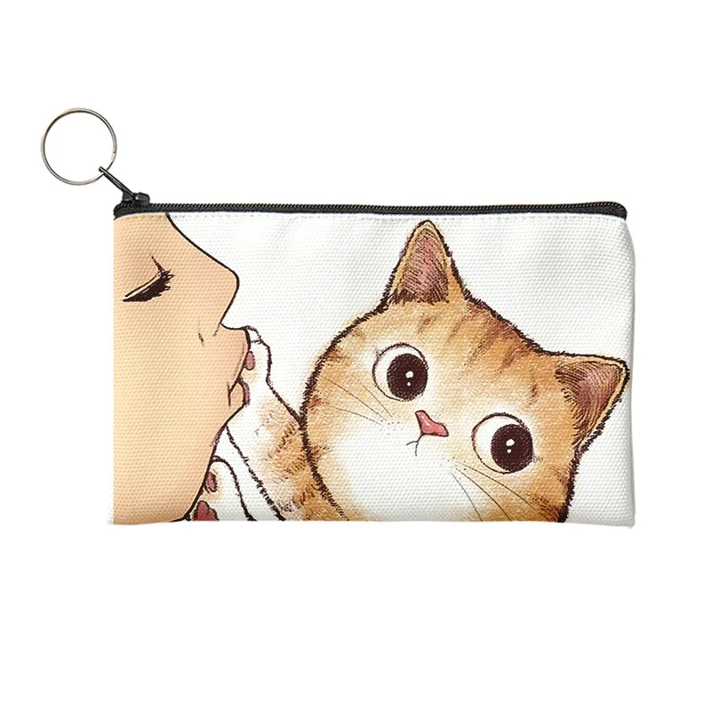 Leuke Zoenen Kat Portemonnee Met Afdrukken Patroon Leuke Organizer Bag Pouchs Voor Dame Portemonnee Pouch Vrouwen Kleine Tas cosmetische Zak