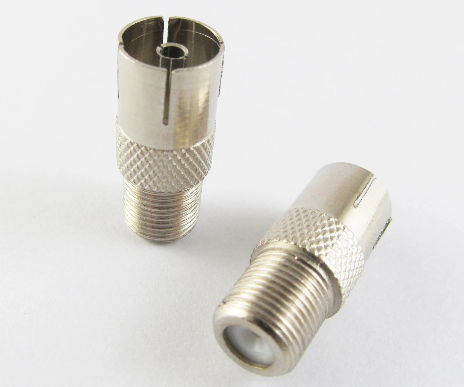 2pcs F Female Jack to TV PAL Female Jack Coaxial Connector Adapter Metal Nickel Plated