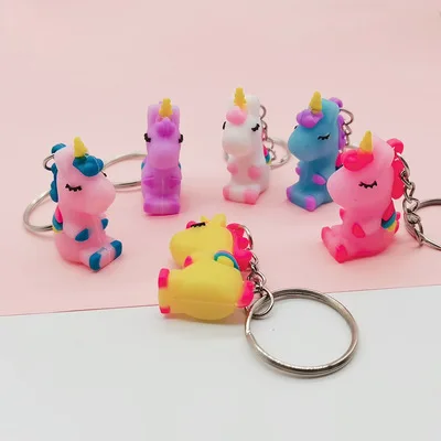 Cartoon Mini 4cm Color Unicorn Keychain Three-dimensional Unicorn Doll Bag Pendant Creative Gift