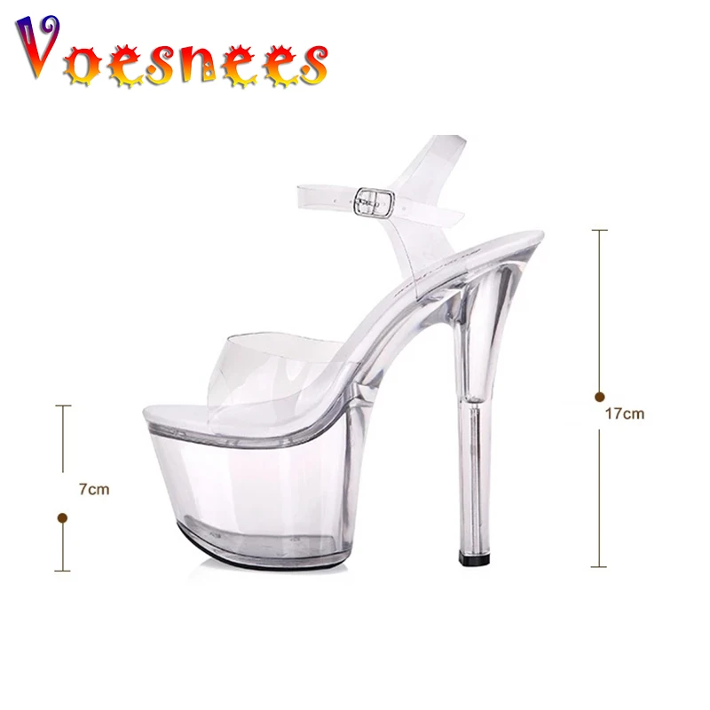 Strip Pole Dance Shoes Women Catwalk Artifact Super High Heel Female Model Shoes Transparent Sandals Women Platform Heels 20cm