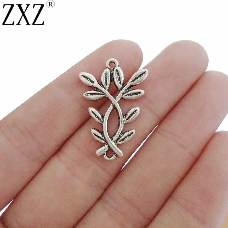 

ZXZ 10pcs Tibetan Silver Branch Leaf Connector Charms Pendants for Bracelet Necklace Jewelry Making Findings 28x19mm