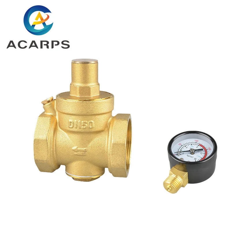 

2" Brass Female Thread Brass Pressure Gauge Regulator Valves With Gauge Meter