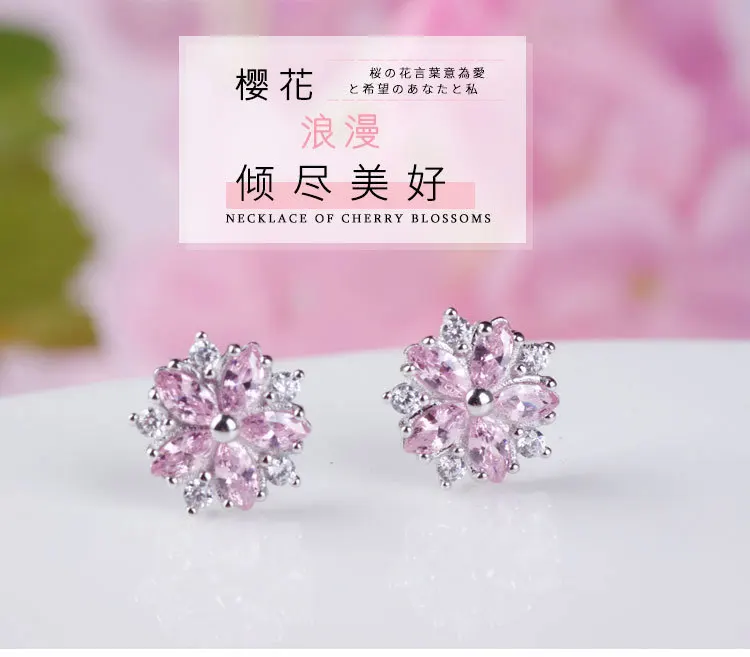 New Hot Fashion 925 Sterling Silver Crystal flower Earrings for Women Girls Gift Fashion Statement Jewelry