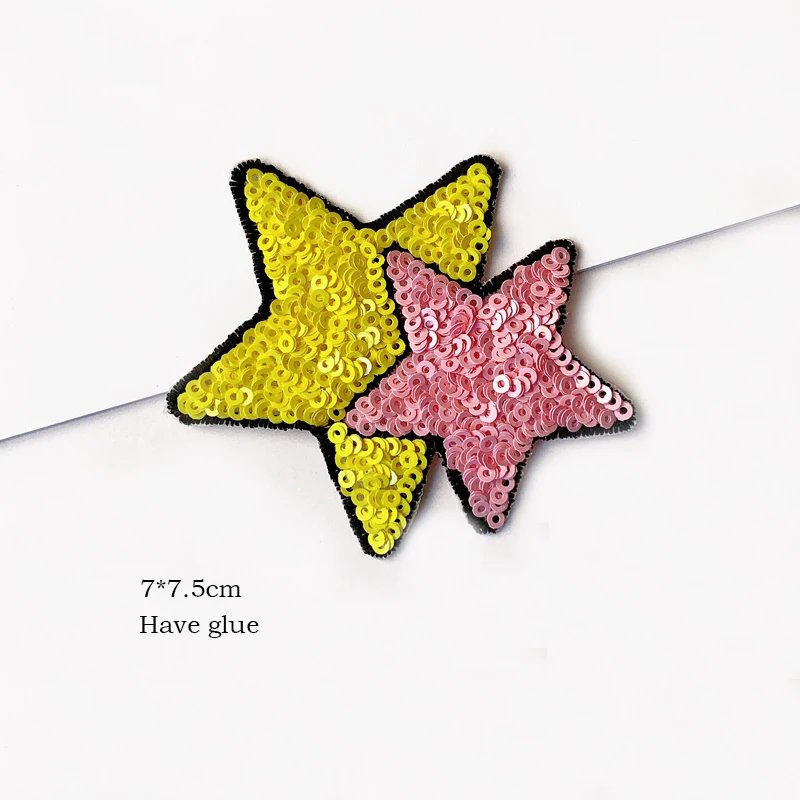 Sequins Music patch Letters Embroidered patch Five-pointed star BadgeS Wholesale Patches Badges Iron on patches