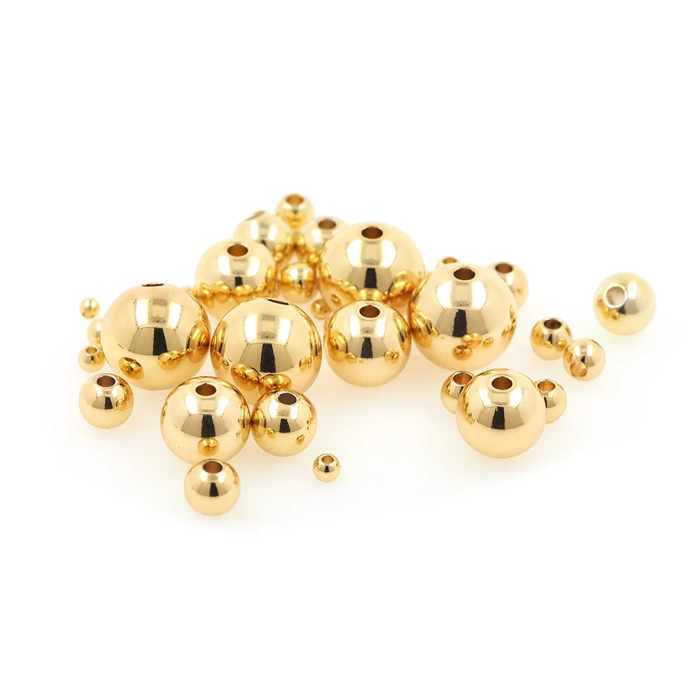 

Copper Gold Smooth Round Ball Spacer Seed Beads For Necklace Bracelet Jewelry Making